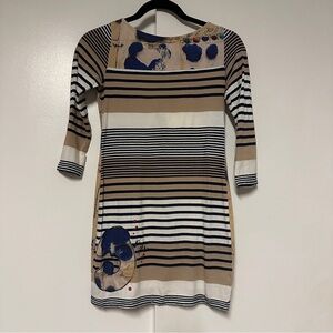 Aventures des Toiles Artsy Boho Dress mini 3/4 Sleeve Size 34